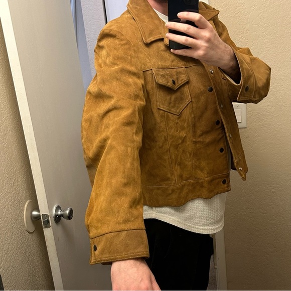 Vintage 60s/70s Gale-Sobel Sportswear Brown Suede Leather Trucker Jacket Size 52 - Picture 7 of 16